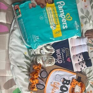 Pampers and Baby Bib Set